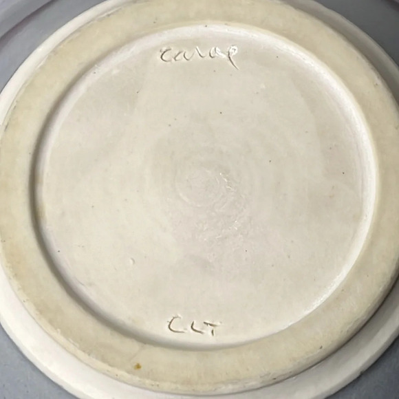 Crystalline Blue Stoneware Pottery Signed Berry Fruit Bowl 8'' - Picture 6 of 7